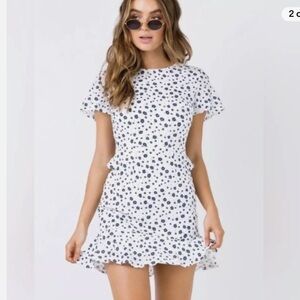 Princess Polly White Floral Ruffle Open Back Dress Size 4